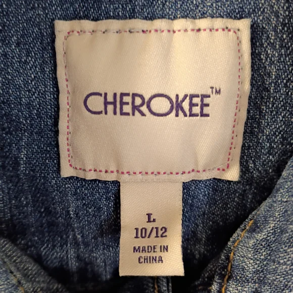 EUC Cherokee Girls Denim Vest Blue Sleeveless Button Front Size L 10/12 90s Y2K - Picture 4 of 4